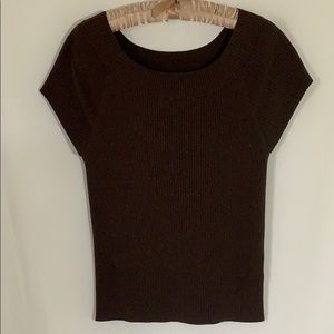 Jones Wear brown stretchy rib knit top